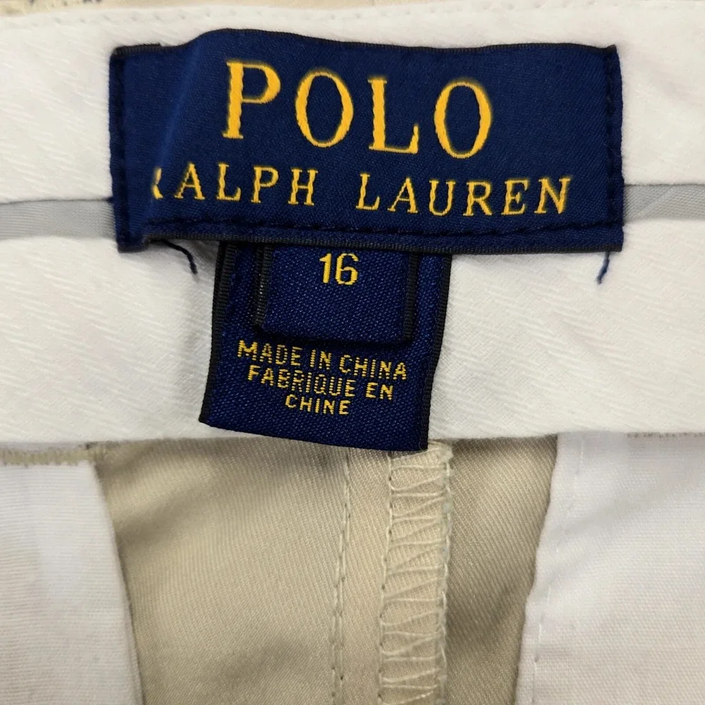 Polo Ralph‎ Lauren Shorts Boys 16 Tan Preppy Pony Chino Flat Front School